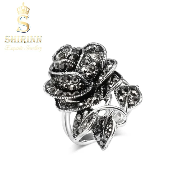 Shirinn Exquisite Silver Boho Superb Rose Ring